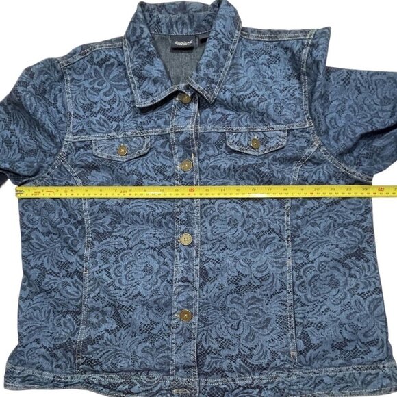 GLORIA VANDERBILT CASUALS Lace Motif Jean Jacket Women's XL Blue Button Up - Picture 10 of 14